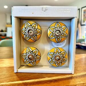 Decorative Handmade Painted Drawer Knobs Set of Four